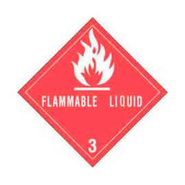 Flammable Liquid" Hazard Class 3 Labels, 4"L x 4"W, White & Red, Roll of 500