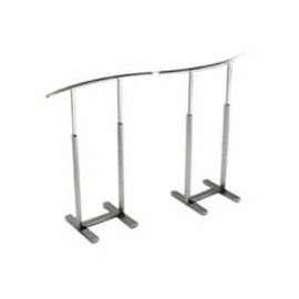 Single Bar Merchandiser with C-shaped Hangrail - Satin Chrome
