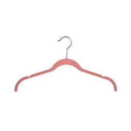 17" L Shirt And Blouse Hanger With Notches - Flocked Velvet Pink