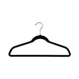 17" L Suit Hanger With Bar - Flocked Velvet Black