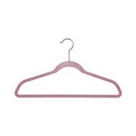 17" L Suit Hanger With Bar - Flocked Velvet Pink