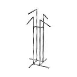4-Way w/ Slant Arms (K15) Garment Rack - Square Tubing - Chrome