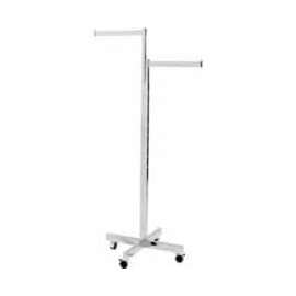 2-Way Heavy Duty Straight Arms w/ "X" Style Base (K21X) Rolling Rack - Rectangular Tubing - Chrome