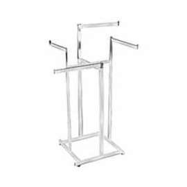 4-Way Hi-Capacity w/ Straight Arms (K80) Garment Rack - Rectangular Tubing - Chrome