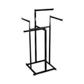 4-Way Hi-Capacity w/ Straight Arms (K80/MAB) Garment Rack - Rectangular Tubing - Matte Black