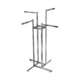 4-Way w/ Straight Arms (K85) Garment Rack - Rectangular Tubing - Chrome