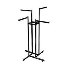 4-Way w/ Straight Arms (K85/MAB) Garment Rack- Rectangular Tubing - Matte Black