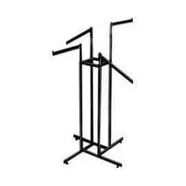 4-Way w/ 2 Straight and 2 Slant Arms (K86/MAB) Garment Rack - Rectangular Tubing - Matte Black