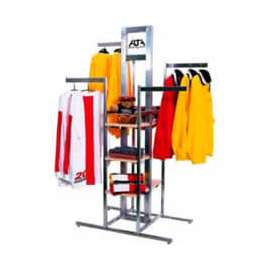 44"L x 24"W x 72"H Cross Merchandising 4-Way Rack - Satin Chrome