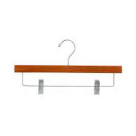 14" L Pant/Skirt W/ Satin Chrome Hooks And Bar W/ Clips - Matte Teak