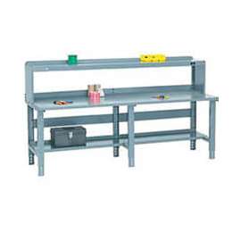 Global Industrial Extra Long Workbench w/ Steel Square Edge Top & Riser, 96"W x 36"D, Gray