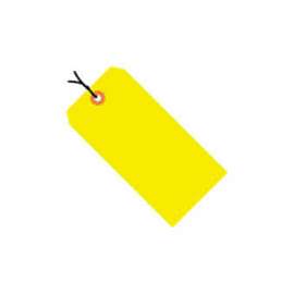Global Industrial Shipping Tag, Pre Strung #1, 2-3/4"L x 1-3/8"W, Fluorescent Yellow, 1000/Pk