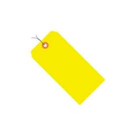 Global Industrial Shipping Tag, Pre Wired#4, 4-1/4"L x 2-1/8"W, Fluorescent Yellow, 1000/Pk