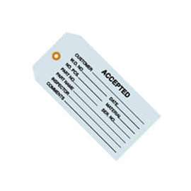 Inspection Tags, "Accepted", #5, 4-3/4"L x 2-3/8"W, Blue, 1000/Pack