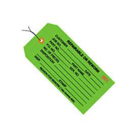 Global Industrial Inspection Tag Repairable Or Rework Pre Wired#5 4-3/4"L x 2-3/8"W Green