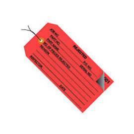 Global Industrial 2 Part Inspection Tag Rejected Pre Wired #5 4-3/4"L x 2-3/8"W Red, 500/Pack