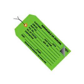 2 Part Inspection Tag "Repairable Or Rework", Pre Wired#5, 4-3/4"L x 2-3/8"W, Green, 500/Pack