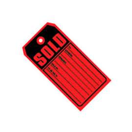 Global Industrial "Sold" Tag #5, 4-3/4"L x 2-3/8"W, Red, 1000/Pack