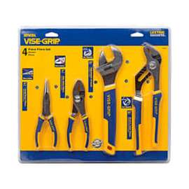 IRWIN VISE-GRIP 2078705 4 PC Plier Set (Long Nose, Slip Joint, Tongue & Groove, Adj. Wrench)