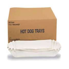 Hoffmaster HFM 610740 - Fluted Hot Dog Trays, Heavy Weight Paper, 6"W X 2"D X 2"H, White, 3,000 ct