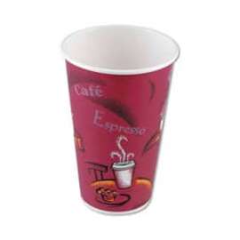 SOLO Hot Drink Cups, Polylined Paper, 8 oz., Bistro Design, Maroon, 1000 ct
