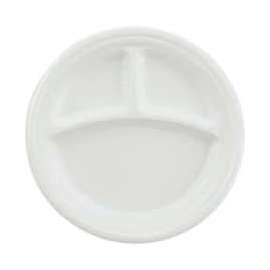 Dart SCCRS9CYW, 3-Comp Laminated Foam Plates, 9" Dia., White, 500/Carton