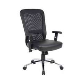 Boss Office Chair with Arms - Leather - Mid Back - Black