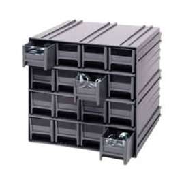 Quantum Interlocking Storage Cabinet QIC-161 - 11-3/4"Wx11-3/8"Dx11"H - 16 Gray Drawers