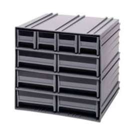 Quantum Interlocking Storage Cabinet QIC-4163 - 11-3/4"Wx11-3/8"Dx11"H - 10 Gray Drawers