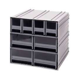 Quantum Interlocking Storage Cabinet QIC-4244 - 11-3/4"Wx11-3/8"Dx11"H - 8 Gray Drawers