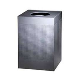 Rubbermaid Silhouette Steel Square Trash Can W/Plastic Liner, 40 Gallon, Silver Metallic