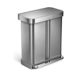 simplehuman Dual Compartment Trash Can - 15.3 Gallon Brushed Stainless Steel - CW2025