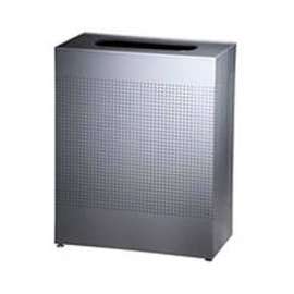 Rubbermaid Silhouette Steel Rectangular Trash Can W/Plastic Liner, 22-1/2 Gal.,Silver Metallic
