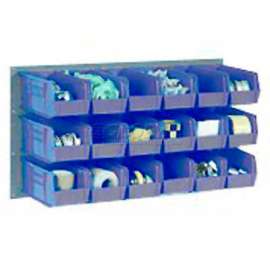 Global Industrial Wall Bin Rack Panel 36 x19 - 8 Blue 8-1/4x11x7 Stacking Bins