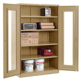Clear View Storage Cabinet Easy Assembly 48x24x78 - Tan