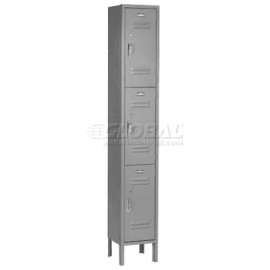 Global Industrial Paramount 3-Tier 3 Door Locker, 12"Wx15"Dx24"H, Gray, Assembled