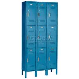 Global Industrial Paramount 3-Tier 9 Door Locker, 12"Wx15"Dx24"H, Blue, Unassembled