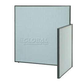 Interion Pre-Configured Office Cubicle - 5'W x 4'D x 60"H - Add-On Kit - Blue