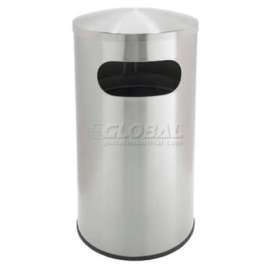 Precision Stainless Steel Round Trash Can With Dome Lid, 15 Gallon