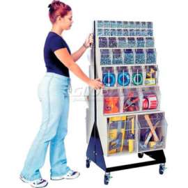 Quantum Mobile Tip Out Bin Floor Stand QFS248-76+QFS400- Double Sided 48" H Ivory