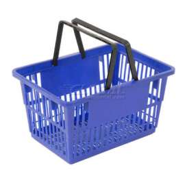 Good L Standard Plastic Shopping Basket with Plastic Handle 20 Liter 17"L x 12"W x 9"H Blue