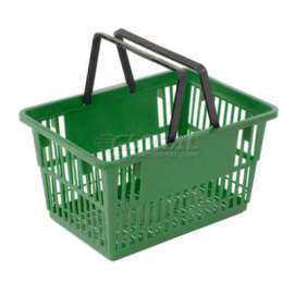 Good L Large Shopping Basket with Plastic Handle 33 Liter 19-3/8"L x 13-1/4"W x 10"H Green