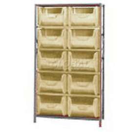 Quantum Storage Systems QSBU-700 Shelving With 10 Giant Hopper Bins Ivory, 42x18x75