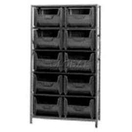 Quantum Storage Systems QSBU-700 Shelving With 10 Giant Hopper Bins Black, 42x18x75