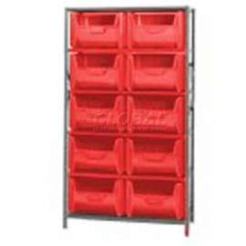 Quantum Storage Systems QSBU-700 Shelving With 10 Giant Hopper Bins Red, 42x18x75