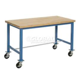 Global Industrial Mobile Packing Workbench, Maple Butcher Block Square Edge, 72"W x 30"D