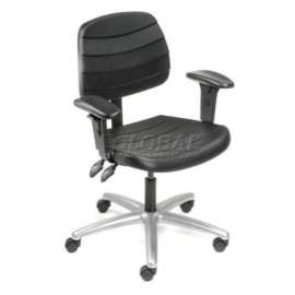 Interion Office Chair With Mid Back & Adjustable Arms, Polyurethane, Black