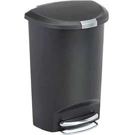 simplehuman Semi Round Plastic Step Can - 13 Gallon Black