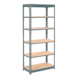 Heavy Duty Shelving 36"W x 12"D x 84"H With 6 Shelves - Wood Deck - Gray
