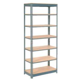 Heavy Duty Shelving 36"W x 18"D x 84"H With 7 Shelves - Wood Deck - Gray